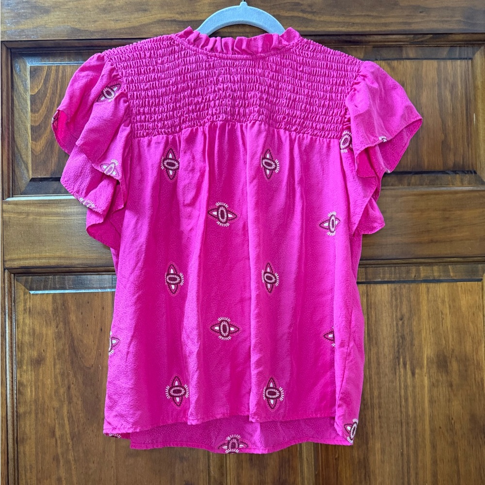 Marie Oliver Fuchsia Ruffled Blouse